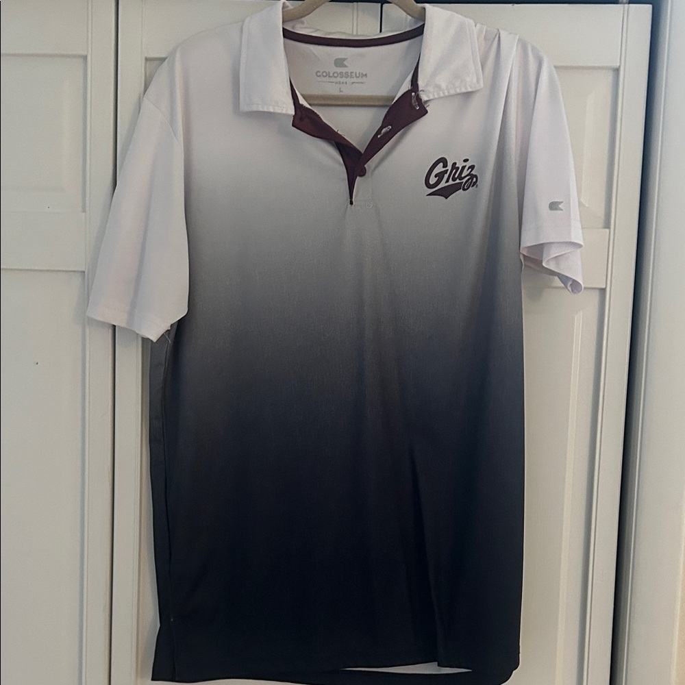 University of Montana Colosseum Men's Polo Shirt - Black and White Gradient